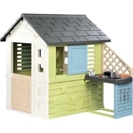 Maison Pretty Smoby avec Cuisine d'Été et 17 Accessoires