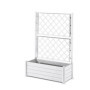 Bac à Fleurs Rectangulaire avec Treillis - Effet Bois - 100x43x142 cm - Blanc