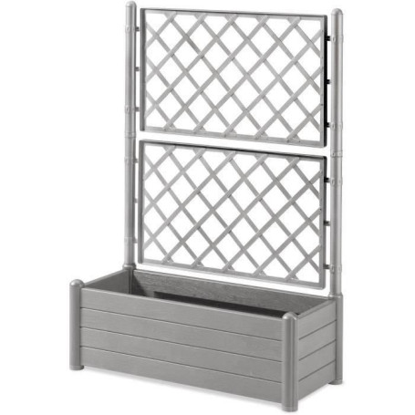 Bac à Fleurs Rectangulaire Italia avec Treillis - Stone Gris 100x43xH.142cm