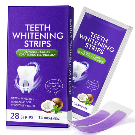 Bande Blanchiment Dentaire Violet,28 Bande 14 Ensembles Blanchisseur de Dents Sans Danger pour l'Émail, Formule Non Sensible