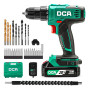 DCA Perceuse-visseuse sans fil, couple de 40 Nm, mandrin auto-serrant de 10 mm, perceuse électrique avec batterie 2,0Ah et charg