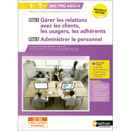 Gérer les relations avec les clients et administrer le personnel - Bac Pro AGOrA - Livre + licence