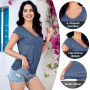EDOTON T-Shirt à Manches Courtes pour Femme Col en V Haut Décontracté Manches Amples T-Shirt Tunique Femme Chemises Shirts