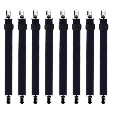 Bedecor -8Pcs (60cm à 200cm) Tendeur Drap Housse Lit Drap Réglable,Tendeurs de Maintien,Convient à Tous Lits et Matelas,Noir