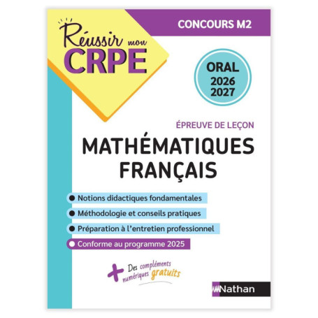Réussir mon CRPE Mathématiques Français concours M2 oral 2026-2027