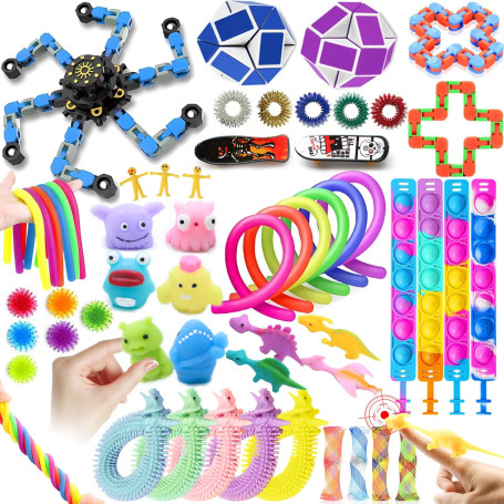 JUAUO 50 Pcs Fidget Toys Set, Stress-Angst Relief Toys pour Enfants et Adultes, Anxiété Relief Finger Toys, Anti Stress Autisme 