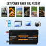 Yinleader Convertisseur 12V 220V 2000W /4000W Convertisseur de Puissance Ecran LCD 2 Prises AC pour Panneau Solaire Voiture VR