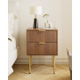 HEYZOEY Table de Chevet Bois avec 2 tiroirs, Moderne, Style bohème, pour Chambre à Coucher, Salon, Noyer