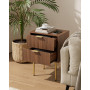 HEYZOEY Table de Chevet Bois avec 2 tiroirs, Moderne, Style bohème, pour Chambre à Coucher, Salon, Noyer
