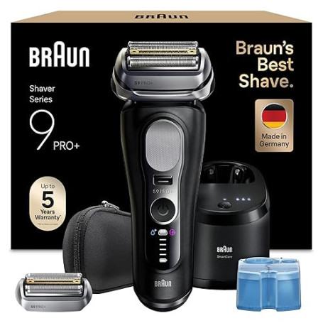 Braun Rasoir Electrique Homme Series 9+ PRO 9660CCPS Noir, Etanche, Lames De Précision Ultra-Fines Et Tondeuse Pro Trimmer Pour