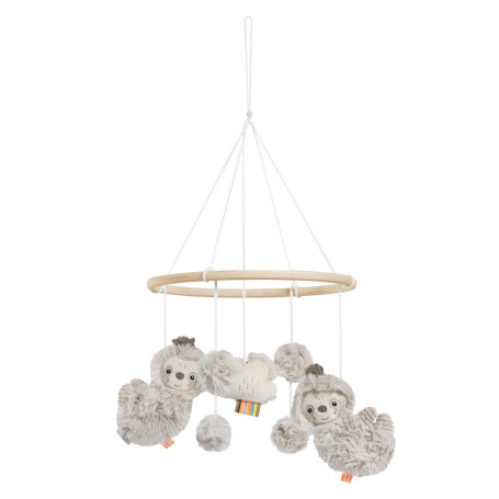 Fehn Mobile en bois paresseux - avec d'adorables figurines en tissu - Aide au sommeil pour apaiser et occuper - pour les bébés d