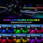 Ensemble d’éclairage intérieur Acrylique pour Voiture, Bphuny 18-en-1 593 LED, Fibre Optique, Multiples Modes, lumières d’Ambian
