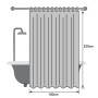 EurCross Rideau de douche extra long 220 cm de longueur - Blanc - Imperméable - Lavable - En textile - Anti-moisissure - Antibac