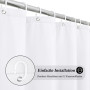 EurCross Rideau de douche extra long 220 cm de longueur - Blanc - Imperméable - Lavable - En textile - Anti-moisissure - Antibac