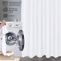 EurCross Rideau de douche extra long 220 cm de longueur - Blanc - Imperméable - Lavable - En textile - Anti-moisissure - Antibac