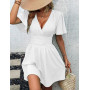 UUAISSO Robe Décontractée Femmes à Manches Longues Taille Haute Ligne A Robe Portefeuille à Col en V Robe Mi Longue