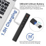 SunnyOcean Telecommande Ordinateur Powerpoint Rechargeable, Télécommande Powerpoint Pointeur sans Fil, 2.4GHz Hyperlien et Contr