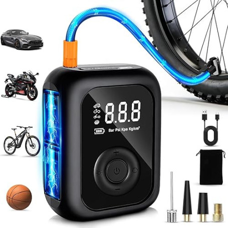 Gonfleur Pneus Voiture sans Fil,150PSI Pompe a Velo Electrique,Compresseur à Air Portatif avec Écran LED Numérique et Éclairage
