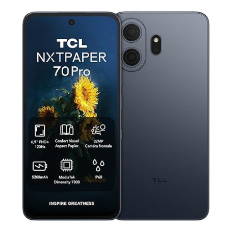 TCL Smartphone Android NXTPAPER 70 Pro 5G, doté de l'écran NXTPAPER 4.0 de 6,9" FHD+ 120 Hz, Appareil Photo Principal 50 MP OIS,