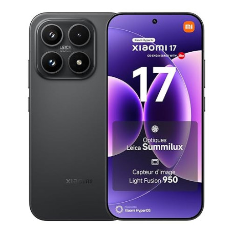 XIAOMI 17, Smartphone 12+512 GB, Optique Leica Summilux, Capteur Light Fusion 950, Batterie 6330mAh (typ), HyperAI, Noir, Garant