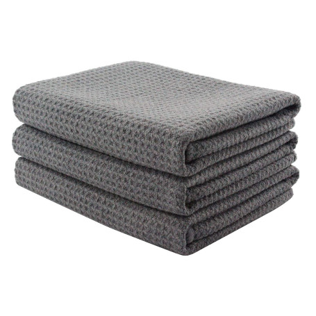 Aniease Lot de 3 chiffons de nettoyage en microfibre super absorbants à séchage rapide, Coton Polyester, gris, 40CMx60CM