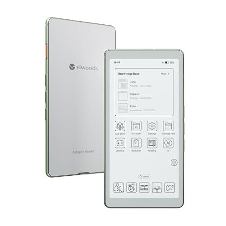 VIWOODS 6,13’’ Carta 1300 AiPaper Reader avec connectivité 4G, liseuse E Ink Ultra-Fine et légère, intégration IA, 300 PPI, lumi