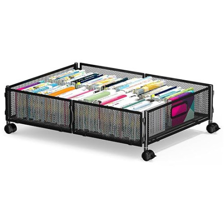 Memypers Rangement sous Le Lit, Conteneurs de rangement sous lit avec roulettes,Tiroir de Rangement Pliable en Métal sous Le Lit