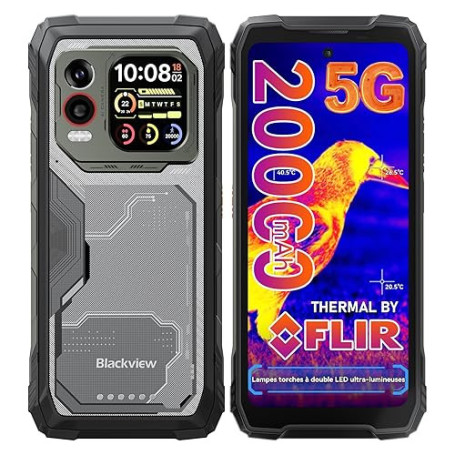 Blackview Xplore 1 Pro 5G Imagerie Thermique (Lepton3.5) Smartphone Incassable, 20000mAh 36Go+256Go/2To TF Téléphone Portable In