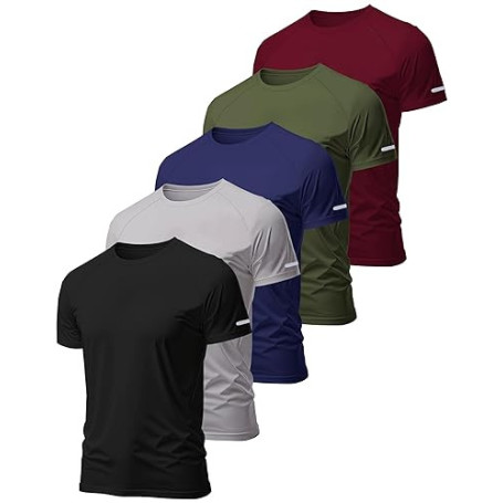 Hioutdoor Lot De 3 Ou 5 T-Shirts De Sport Fonctionnels pour Homme - Manches Courtes Respirant - SéChage Rapide D'EntraîNement à