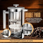 KICHLY Cafetière à piston en acier inoxydable - Machine à expresso et à thé avec triple filtres - Verre résistant à la chaleur a