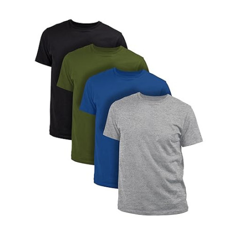 Basic Treasure Lot de 4 T-Shirts Homme 100% Coton – Tailles M à 3XL, Couleurs Blanc, Noir, Gris, Bleu Marine, Multicolore