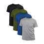 Basic Treasure Lot de 4 T-Shirts Homme 100% Coton – Tailles M à 3XL, Couleurs Blanc, Noir, Gris, Bleu Marine, Multicolore