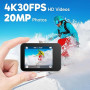 AKASO Caméra Sport 4K Etanche WiFi Action Caméra Sportive Ultra Full HD Stabilisateur avec Télécommande Écran Tactile 30fps Angl