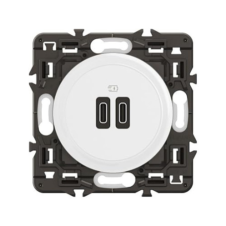 LEGRAND - Prise USB-C Double Céliane - 2 Ports USB-C 3A/20W - Recharge Tous Types d'Equipements Electroniques - Prêt à Installer