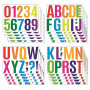 16 Feuilles Autocollants Lettres et Chiffres Colorés, Grandes Lettres Adhésives de 10 cm, pour Décoration Poster Boîte aux Lettr