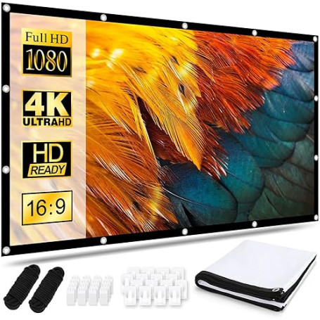 Osoeri Écran de Projection Portable Pliable Extérieur 120 Pouces, 16: 9 HD, Double Face Anti-Plis Projection pour Vidéoprojecteu