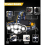 Lampe Frontale LED Rechargeable, Ultra Puissante Lampe à 8 Del de 18000 Lumens, Torche Frontale Étanche et Léger, Parfait pour L