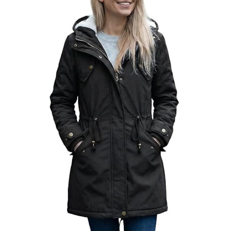 YYNUDA Manteau Femme d'hiver Chaud Parka Mi-longue Veste d'hiver Blouson à Capuche épais Fourrure Blouson avec Capuche Grande Ta