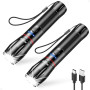 Blukar Lampe Torche LED Rechargeable, 2 Pièces 2000LM Lampe de Poche LED Ultra Puissante en Aluminium, IPX6 Étanche, 5 Modes d'é