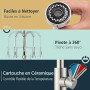 FORIOUS Robinet Cuisine, Mitigeur Cuisine Avec Douchette Pivotant à 360° d'Évier à Arc Élevé Pulvérisateur Escamotable 2 Modes,