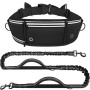 Looxmeer Laisse Canicross Chien, Laisse Main Libre pour Chiens, Longe de Jogging Élastique 160-220cm, Anti-tirons, Réfléchissant