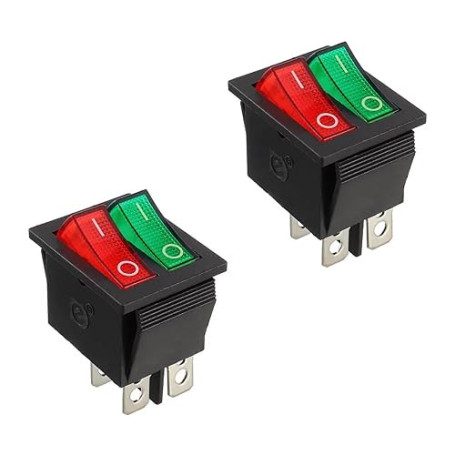 HUAREW 2Pcs Interrupteur à bascule double pour bateau, ON/Off SPST 4 broches 4 positions Interrupteur à bascule rouge/vert AC 25