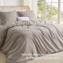 Duvetnova Housse de Couette 220x240 Lin Naturel Ultra-Doux Coton 100% Prélavé Ultra Doux Oeko-TEX Parure de lit - Housse de Coue