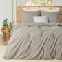Duvetnova Housse de Couette 220x240 Lin Naturel Ultra-Doux Coton 100% Prélavé Ultra Doux Oeko-TEX Parure de lit - Housse de Coue