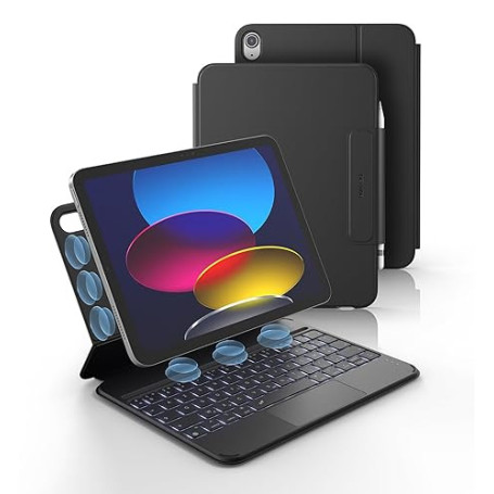 Dexnor Coque Clavier pour iPad 11ème Génération (A16) 11" 2025/10ème Génération 10.9" 2022, Magnétique Ultra-mince Détachable av