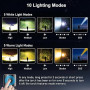 Blukar Lampe Torche LED 2 Couleurs, 2000LM Lampe de Poche Rechargeable LED Ultra Puissante en Aluminium, 10 Modes & IPX6 Étanche