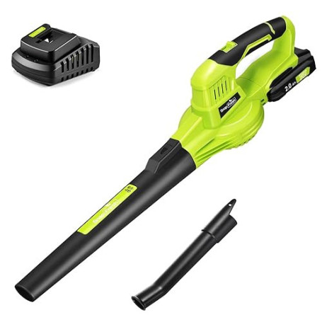 SnapFresh Souffleur Batterie 20V Léger 1,2 kg - Souffleurs de Feuilles sans Fil 210 km/h 240m³/h, 2 Vitesses, avec Batterie et C