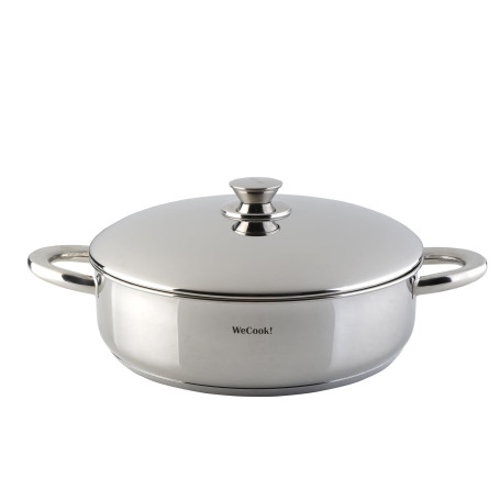 STAINLESS LOW COOKING POT WITH LID 26 cm.