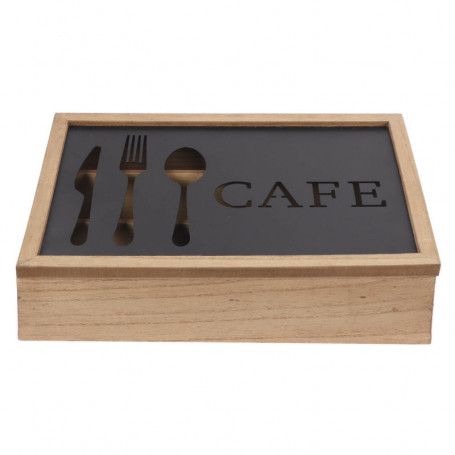 Range-couverts DKD Home Decor Noir Métal Marron Vintage Bois MDF (25 x 18 x 6 cm 24,99 €