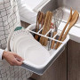 Égouttoir à vaisselle pliable et organisateur de rangement - Design 2 en 1 peu encombrant pour cuisine, caravane, camping - Bac